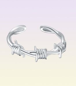 Solitaire Ring 925 STERLING Gümüş Açık Ayarlanabilir Dikenli Dikenli Taç, Kadınlar İçin Telli Tel Tahyat