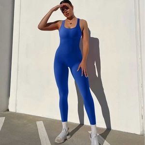 Kvinnors spårsättningar Ribbed Jumpsuits ärmlös bodysuit Kvinnor Bodycon Rompers Square Neck One Piece Outfit Womens Clothing Sportwear Streetwear Z240530