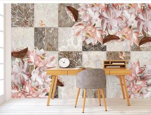 Wallpapers CJSIR Custom Wallpaper Retro European Marble Pattern Hand-painted Floral TV Background Wall Home Decoration 3d