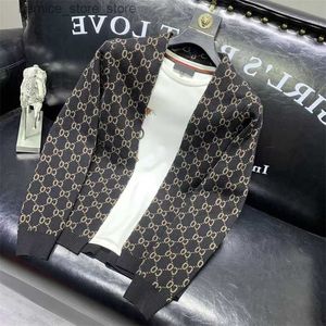 Herrtröjor High End Autumn and Winter Mens V-ring tröja stickade jackor Korean Slim fit Fashion Casual Cardigan Q240530