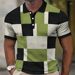 Polos Checkered Abstract Abstract 3D Minimalistyczna koszula polo z krótkim rękawem