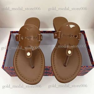 Toryburche Sandal Designer Woman Slippers Flip Flops Shoes Black Brown Matte Genuine Leather Summer Brand Slippers f443