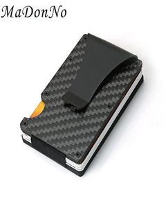 Korthållare Kolfiber RFID Anti Thief Holder Aluminium Metal Magic Minimalist Wallet Men Business ID Bank Cardholder Case Bag3447429