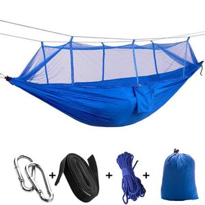 Hammocks REYTORRM 102*55 inches Camping Hammock With Mosquito Net Double Travel Bed Tree Straps For Hiking Climb Backpacking H240530 UMXT