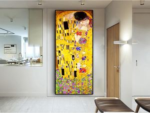 Classic Artist Gustav Klimt kiss Abstract Oil Painting on Canvas Print Poster Modern Art Wall Pictures For Living Room Cuadros Y206728876
