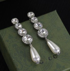 Simples requintado requintado pérola lágrima lascado Earring tacha de ouvido Designer de luxo Brincos de diamante para mulheres amantes de festas de casamento jóias de presente