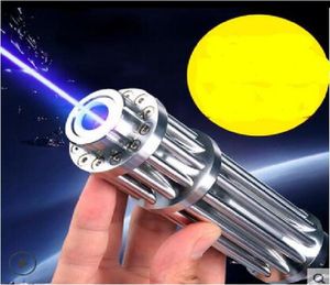 High Power Military 1000000m Blue Laser Pointers Sight 450nm Lazer ficklampajakt med 5 -stjärniga mössor Hunting9931306