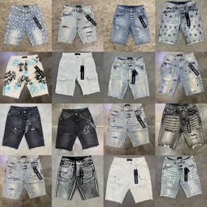 2024 Designer jeans roxo Men jeans roxo designer mass slim fit rasgado shorts jeans de jeans jeans shorts vintage rasgou graffiti de alta qualidade calças 40 40