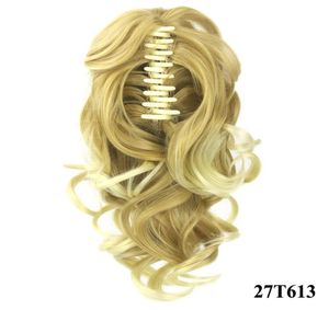 Ponytail Claw Clip Hair Extension Krótki kucyk kręcone syntetyczne włosy kucyk ogon do włosów Blond Grey Claw Ponytail dla czarnego WOM3547382