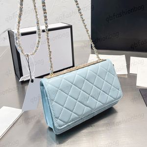 Classic C Mini Flank Bags Модный кошелек с цепной ягматикой стеганой держатель для карты GHW 19 см 2762