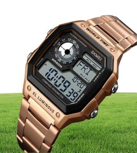 SKMEI Sport Men Watch Compass Calorie Pedometer 5Bar Waterproof Watches Stainless Strap Digital Watch reloj hombre 13827482753