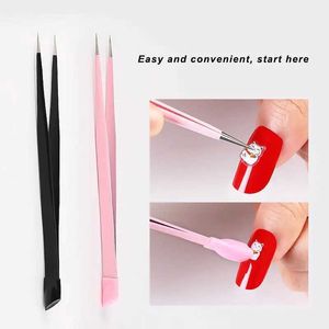 Makeup Tools Silicone Nail Art Tweezers With Pressing Head Double Ended Nail Stickers Rhinestones Pick Up Clip Makeup Eyelash Extension Tools z240529