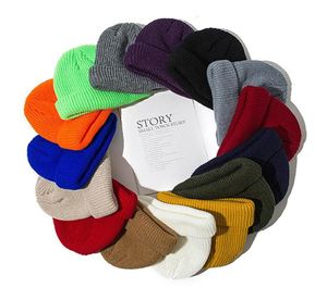 Knitted Hats for Women Skullcap Men Beanie Hat Winter Retro Brimless Baggy Melon Cap Cuff Docker Fisherman Beanies Hats For Men1394558