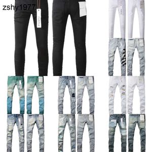 2024 Mens Purple Brand Low Rise Skinny Men Jean White Quilted Destroy Vintage Stretch Cotton Jeans