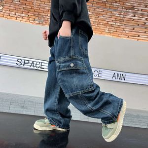 Autumn New Children's Fashion Works Jeans Boys Pantaloni casual coreani Pantaloni di alta qualità Boys Boys Blue Jeans L2405
