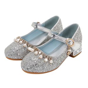 Девочки высокие каблуки Crystal Model Catwalk Show Party Случайная детская обувь принцесса Beecins Bow для сандалий для малышей