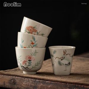 Koppar tefat keramiska tekoppar porslin handgjorda master te cup office set retro hand målade små skål dricksvaror 50/60 ml
