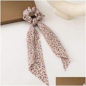 Haarzubehör Blumenbandrunchies Blume Schal Bandana Krawattenschals Bänder Pferdeschwanzhalter Bogen für Drop -Lieferprodukte auch DHWBC
