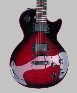 Custom electric guitar, red ripple finish with black edges, rosewood fingerboard, red binding and inlay, free shipping 2589