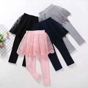 Baby Girls Kids Kids Spitze Prinzessin Rockhose Frühling Herbst Kinder Baumwollhosen 1-8 Jahre Mädchen Feste Farbe Leggings L2405