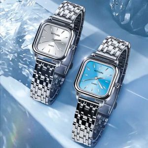 Orologi da polso in acciaio inossidabile femminile in stile semplice studente in quarzo edizione di moda per leisure lussuosa orologio quadrato q240529