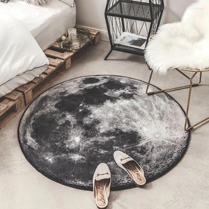 Mattor Creative Moon Pattern Round Rug Study Cirkulär matta soffa golvmatta stor storlek sovrum vardagsrum badrummet non slip dörrmatta