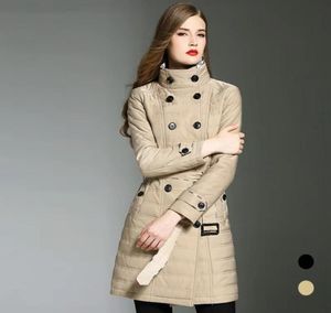 Frauen Winter Dicker Mantel Luxusdesignerin Baumwolle gepolstertes Trench Coat Vintage British Style Jacke2541745