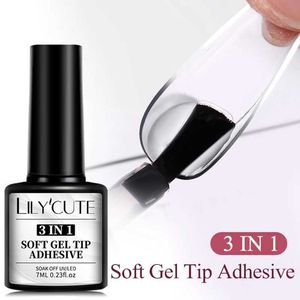 Nagellack lilycute 7 ml mjuk gel nagelspets lim 3 i 1 transparent falsk nagelförlängningsfunktion lim nagel gel varar D240530