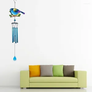 Dekorativa figurer Elegant Bird Multi-tube vindklockor för utanför dekoration smides järnglasfärg hantverk lugnande melodisk djup