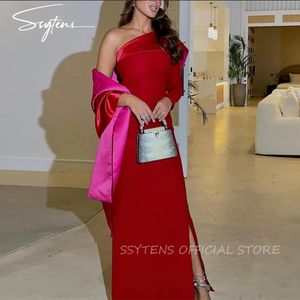 Sexy Chic Red Dubai Evening Dresses Pink Floor-Length Prom Gowns Arabia Wemen One Shoulder Formal Occasion Party Dress Vestidos 240518