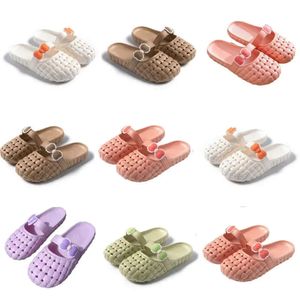 Designerprodukt tofflor sommar för nya kvinnor Green White Pink Orange Baotou Flat Bottom Bow Slipper Sandaler Fashion-017 Womens Flat Slides GA D7A S