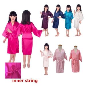 Meninas de cetim de seda Restas de cetim para crianças Pure Kimono Vestido de lingerie de noiva para a festa de aniversário do spa de casamento L2405