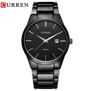 Curren 8106 Men 30m Waterproof Sports Casual Watches Mens Hour Date Month Stainless Steel Quartz Watches Relogio Feminino Black Y190514 270C