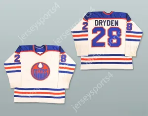 Custom WHA 1978-79 Edmonton Oilers Dave Dryden 28 Home Hockey Jersey Top Sched S-M-L-XL-XXL-3XL-4XL-5XL-6XL