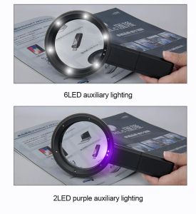 Lictigazione illuminata Glass 8x12x 20x Handhell ​​Nicchia con 8 luci a LED lenti ottiche Ilgrificatore illuminato per la lettura della riparazione