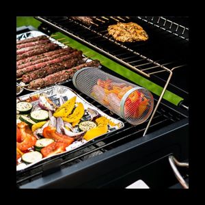 30 cm Barbecue Rolling Grill Basket BBQ NET TUBE CAMPFIRE GRID FAMILIE CAMPING PICNIC Kochgeschirr 240530