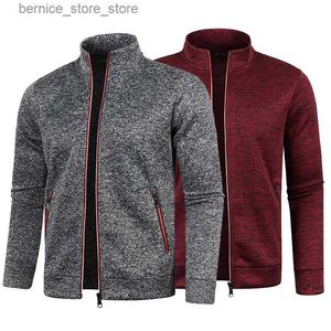 Men's Sweaters 2023 New Spring Autumn Stand Collar Sweater Men Fashion Slim Fit Cardigan Men Causal Knitted Sweaters Coats Solid Cardigan Men Q240530
