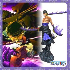 Action Toy Figures 40cm anime One Piece Figures Roronoa Zoro Figur Zoro Action Figur Nio knivar Flödestaty Santoryu PVC Modeller prydnadsgåvor G240529