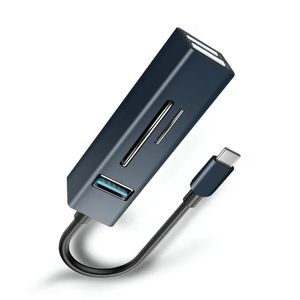 Beş bir arada Type-C ila Multi USB 3.0 Hub Alüminyum Alaşım Yerleştirme İstasyonu USB Ayrıştırıcı Bağlantı Noktası Port Tip C Hub Bilgisayar Aksesuarları