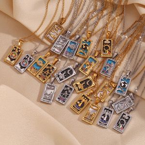 European and American fashion trendy niche necklaces, stainless steel plated with 18K gold, retro original new tarot brand necklaces wholesale