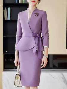 Two Piece Dress Yitimuceng Women Suits Office Streetwear Sets 2024 Spring Summer Elegant Slim Sleeve Blazers Korean Casual Skirt