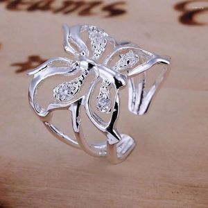 Anéis de casamento -Moda de moda de moda prateada anel de cristal de cristal presentes de natal