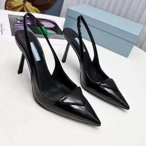 Designerskie buty na wysokich obcasach luksusowe sandały marki marki sukienki buty czarne szczotkowane skórzane pompki nagie białe patent skóry rozmiar 35-42 EUR