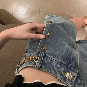 Women's Shorts Designer Brand high-end Triumphal Arch Metal Buckle Chain Denim for Women with a Sense of Niche Design Showing Leg Length Versatile Pants Summer 3RMA