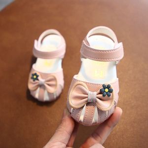 Summer Toddler Baby Sandals Girl Bowtie Princess Walking Shoes Soft Sole Anitslip First Walkers 0-3 Years Chaussure Enfant Fille