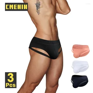 MUITAS CMENIN 3PCS Sexy Cotton Men's Rewear Slip Strap Strap Mens Sports Fitness Briefs Gays Bikini Jockstrap Panties Masculino