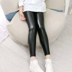 Spring Children's For Fashion Faux Leather Girls Leggings Thin Skinny Trousers Children Clothing Girl Pencil Pants L2405