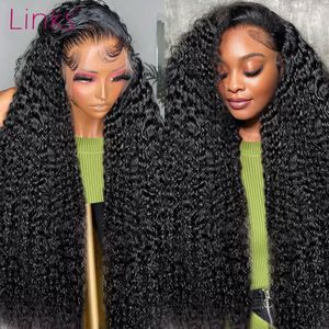 شعر بيرو HD Deep Wave Lace Brontal 40 بوصة 250 ٪ Curly 360 Pront Gluels Wigs جاهزة لارتداء شعر مستعار اصطناعي للنساء irmef