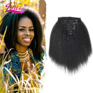 Hair Wefts Lydia 8-piece/set with 18 clips of synthetic twisted straight hair extensions long heat-resistant hair 16-20 inches African American Q240529
