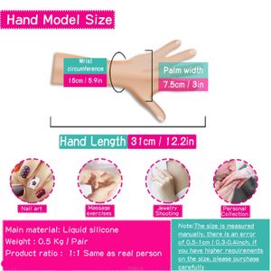 Nagelövning Hand Nail Art Training Mannequin Hand Realistic Silicone Hand Model for Manicure Photograph Smycken Display TGDW01